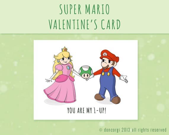 Super Mario Valentine's Day Card, Romantic Card, gaming card, geeky, for him, for her, gift, valentines