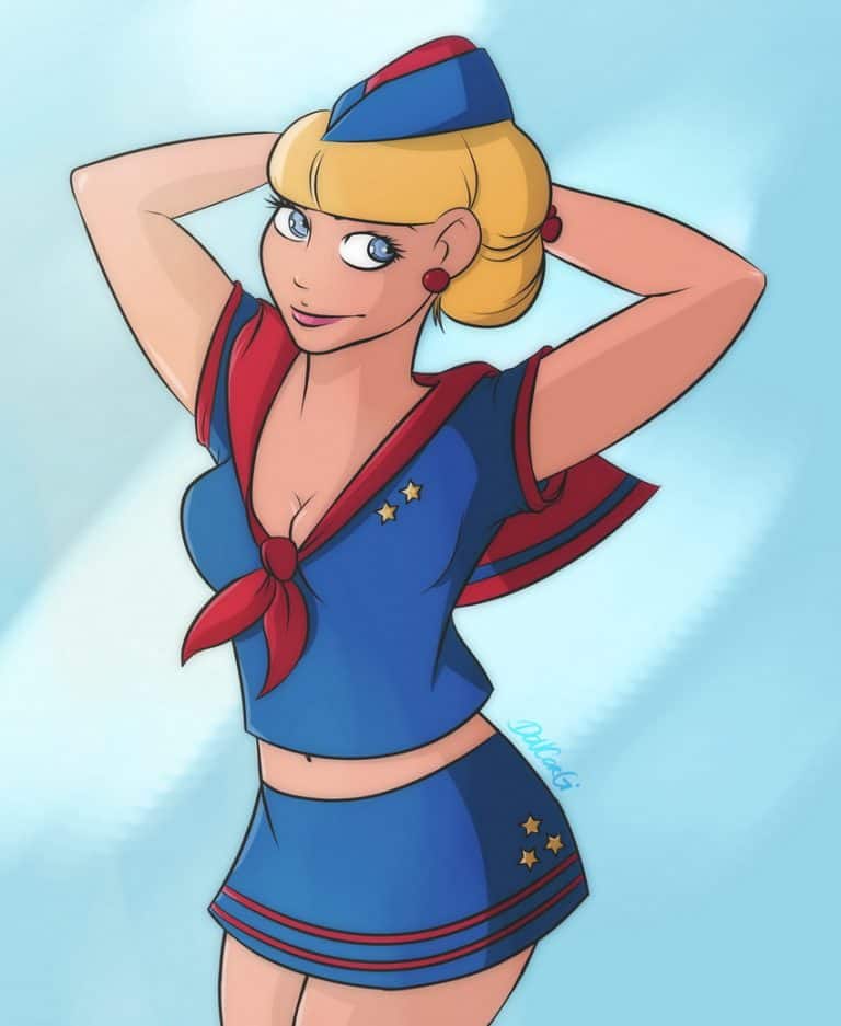 navy cutie, cutie corps, pinup art, sexy, cleavage, cute,
