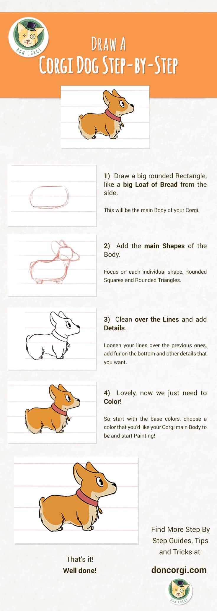 How to Draw a Dog: Draw a Corgi Pup Step by Step