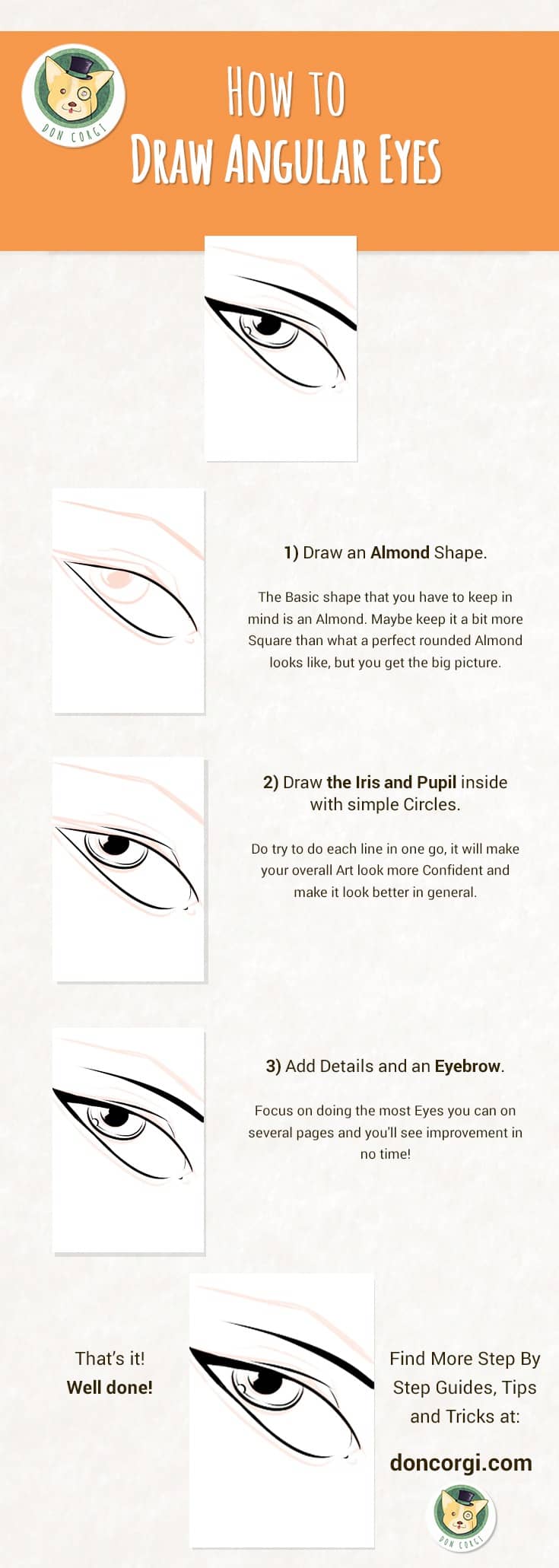 09 - How to Draw Eyes - Drawing Angular Eyes by Don Corgi