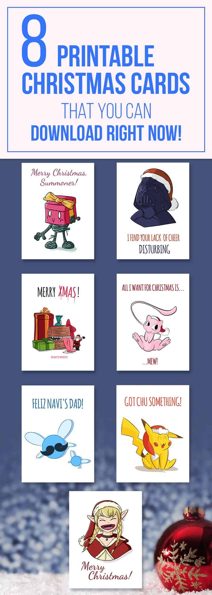 8 Printable Christmas Cards that you can Download Right NOW! by Don Corgi on Etsy