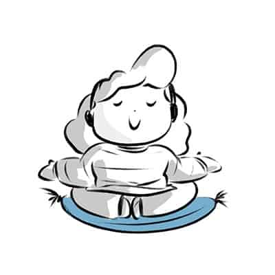 a cartoon drawing of a character meditating to overcome art block