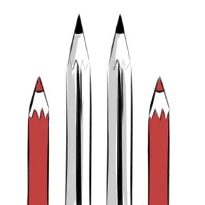 cartoon drawing of pencils by patricia at don corgi