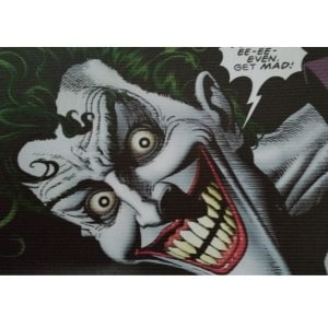 The Joker is a perfect example of someone who has a scary and lunatic face.