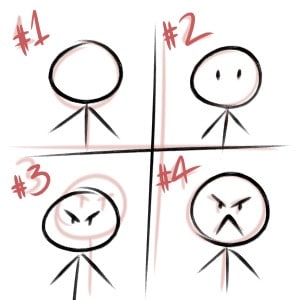 Drawing a stickman to help you figure out how to draw emotions is a great exercise! Here's a step by step process.