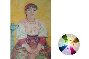 Square Tetradic Color Scheme example, The Italian Woman by Vincent van Gogh