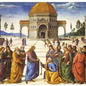 The Delivery of the Keys to Saint Peter by Pietro Perugino, a wonderful example of One Point Perspective.