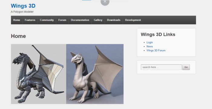 wings3d screenshot of the free drawing software from the website