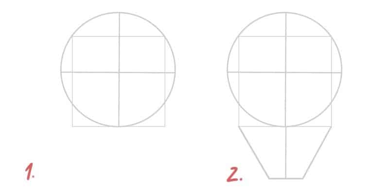 Draw a square inside the face to know where the jaw is.