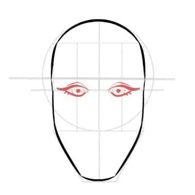 Draw the eyes on the face, simple shapes!