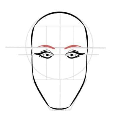 Here's the position of the eyebrow in the face, just above the eye.