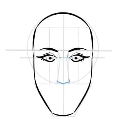 Sketch the nose in your face drawing.