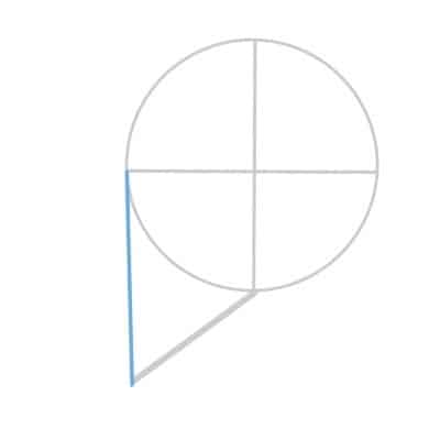 Connect the jaw line with the circle to draw the front of the face.