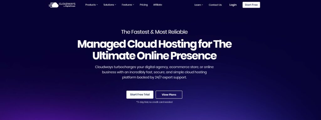 Cloudways hosting landing page to sell your art online in your website