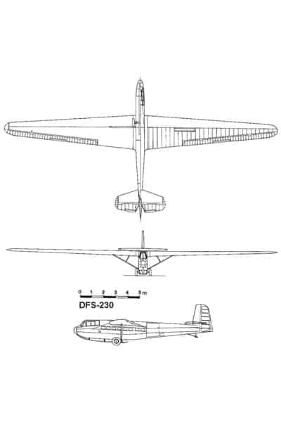 DFS 230 Blueprint, an orthographic projection