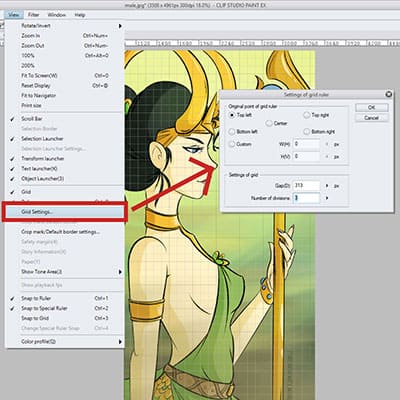 Here's how you change the settings of your grid in Clip Studio Paint - CSP