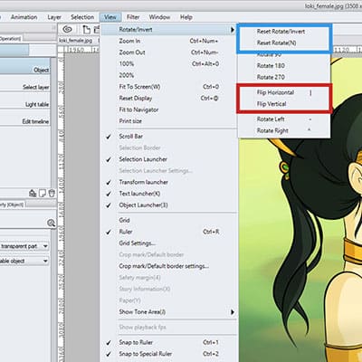 There are also simple menu options to flip your canvas in Clip Studio Paint