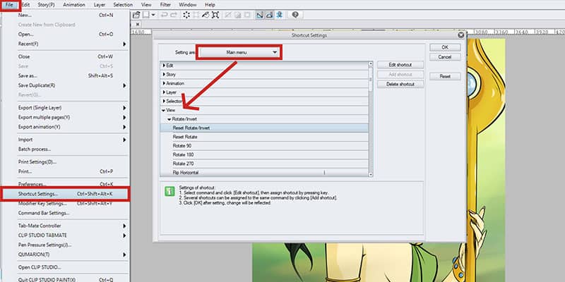 Using shortcuts will help you work faster, so be sure to use them in Clip Studio Paint! Here's how you can set a shortcut in clip studio paint to rotate and flip the canvas