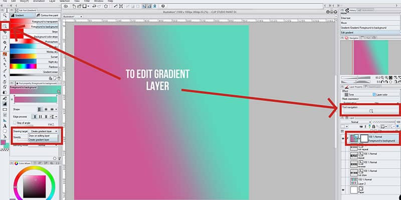 Here's how you can edit your gradient layer on clip studio paint