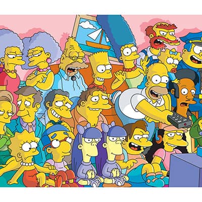 The simpsons have a very characteristic and unique cartoon art style which is widely popular.