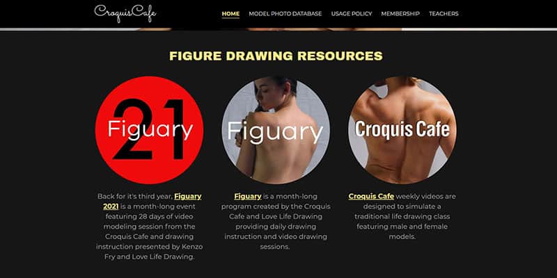 Croquis Cafe, a figure drawing resource website