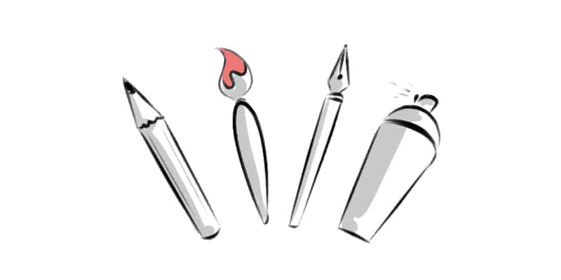 illustration of different art mediums to draw and paint with