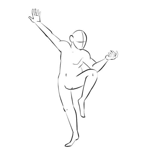 a drawing of a figure in a dynamic pose
