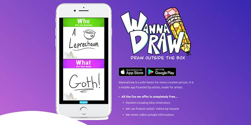 image of the WannaDraw drawing idea app