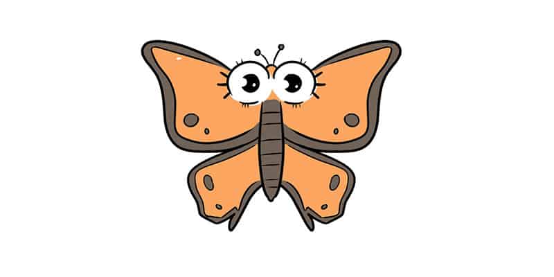 a colored butterfly drawing with huge eyes, made with a custom drawing idea generator