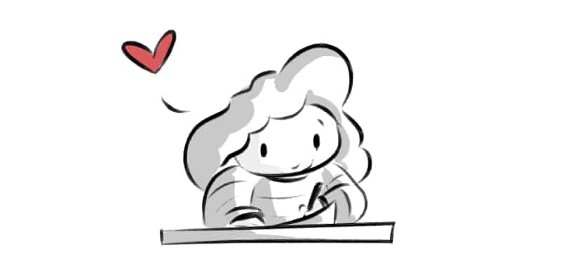 a cartoon of a girl drawing and enjoying the drawing process