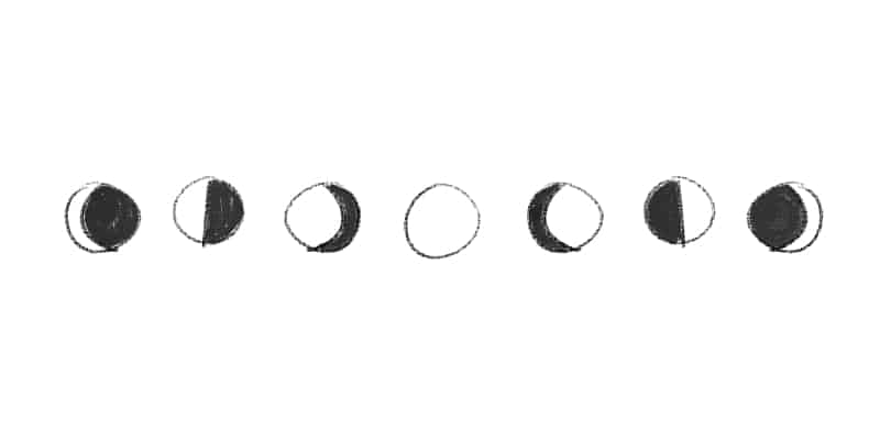 drawing of a moon in different phases