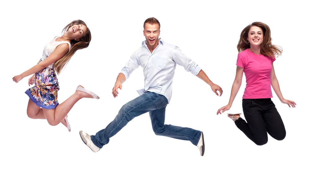 photo of 3 different people jumping