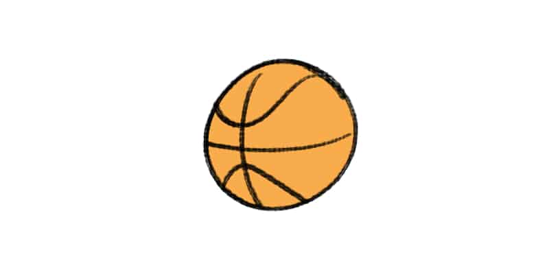 a simple basketball drawing, one of many easy drawing ideas
