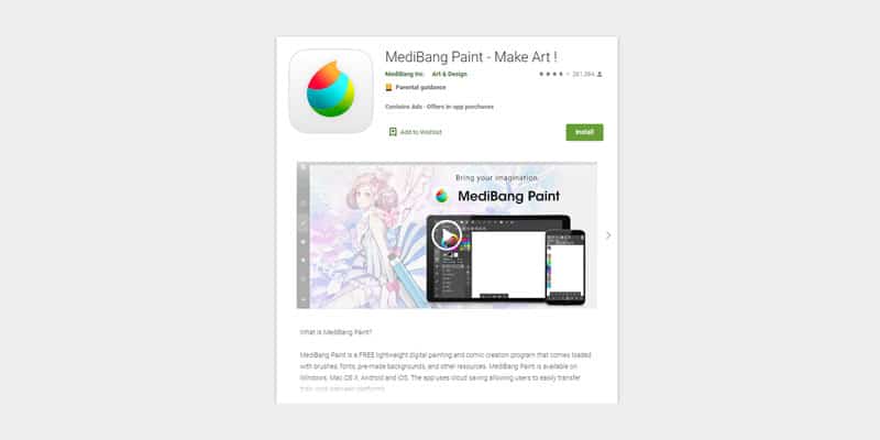 screen of medibang paint, an amazing free drawing software for android