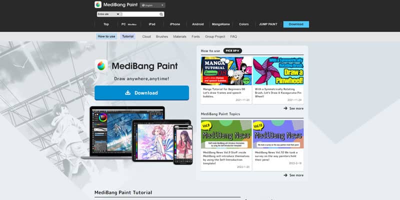 Medibang paint is a free drawing software available in all devices