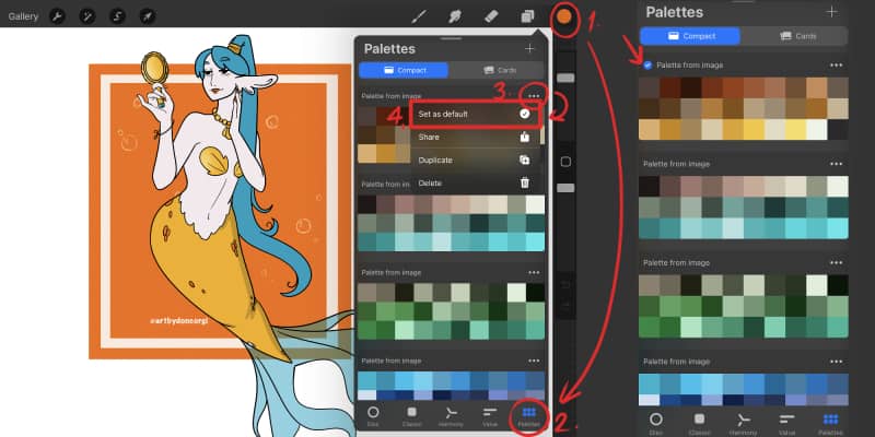here's how to change the default palette in procreate