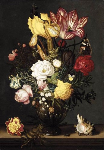 still life vase of flowers by ambrosius bosschaert, a great still life drawing example