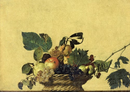 still life by carvaggio, basket of fruit