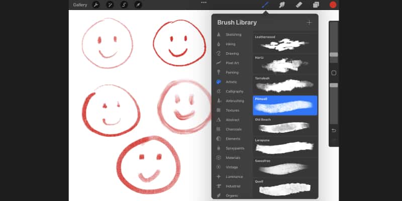 draw the same subject with different brushes in Procreate, a helpful procreate drawing exercise