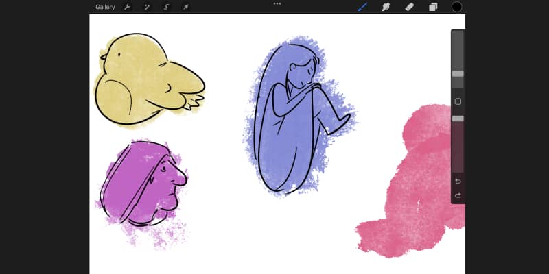 A simple procreate drawing exercise, create drawings from random blobs of color!