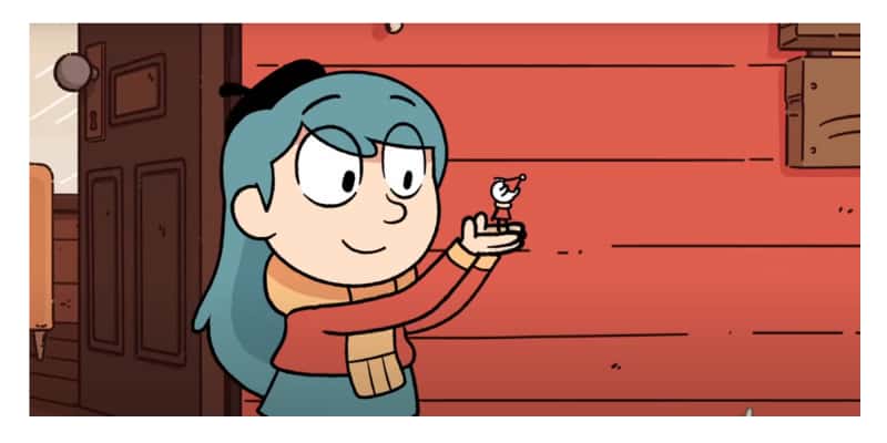 Hilda cartoon screenshot, with a simple art style