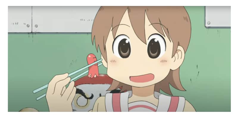 Nichijou screenshot, with cute round eyes