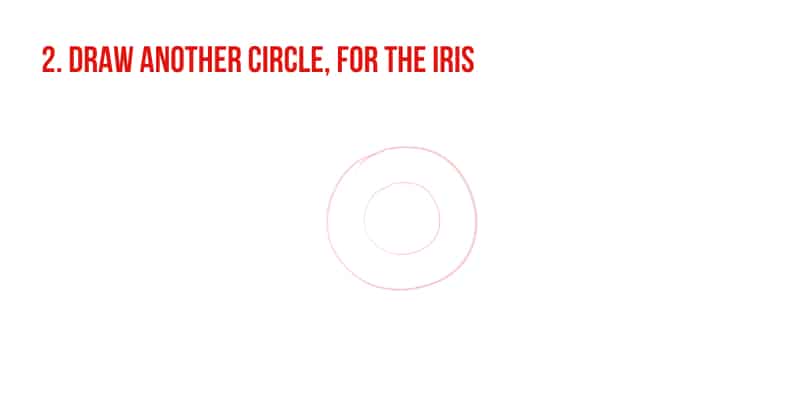 step 2 of drawing a cute eye, draw another circle for the iris