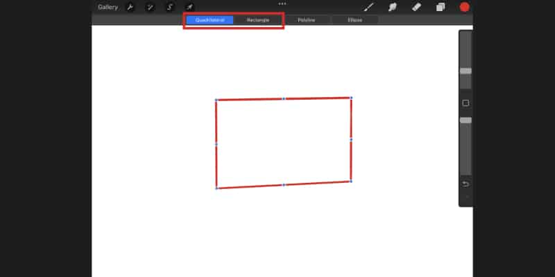 Quadrilateral and Rectangle options in procreate