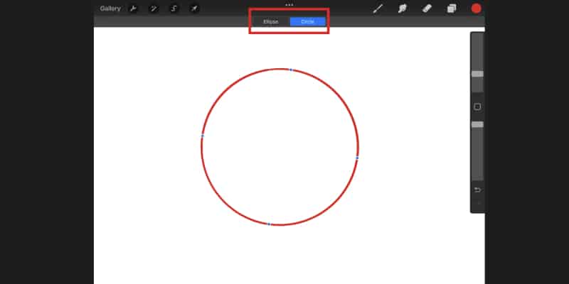 Circle and Ellipse option in Procreate