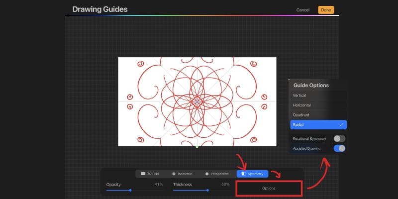 Radial Guide Option in Procreate
