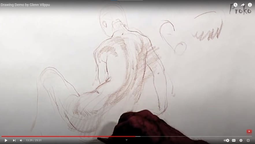 Drawing Demo by Glenn Vilppu, Proko Youtube Video Screenshot