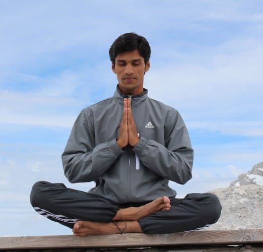 Man Sitting In An Yoga Pose Meditating, Reference Pose
