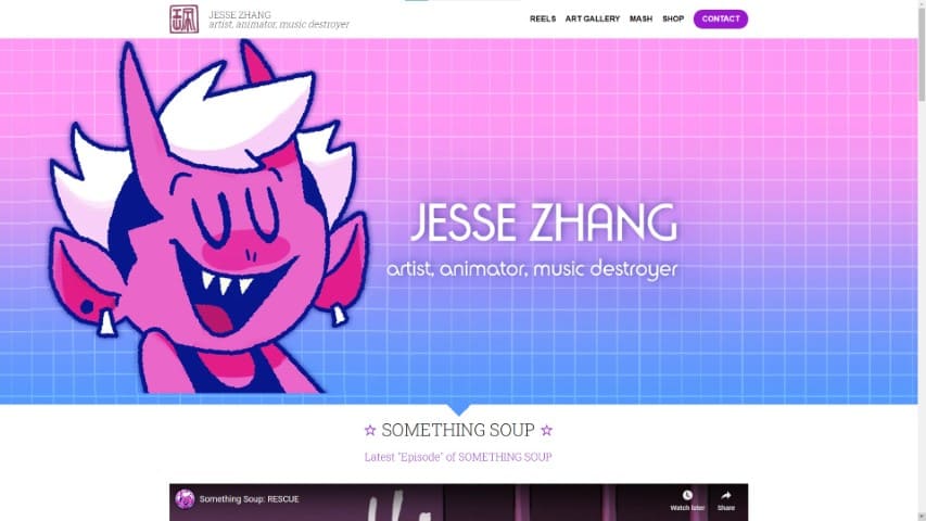 Jesse Zhang art portfolio website example, iamprikle.com