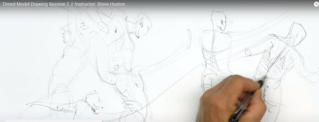 Steve Huston Screenshot of Timed Model Drawing Session by New Masters Academy on Youtube